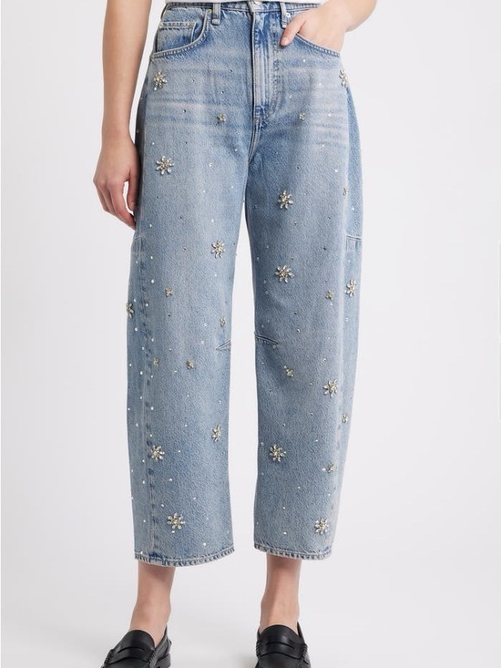rag & bone Denim - Charlie Flower Crystal High Waist Ankle Barrel Jeans